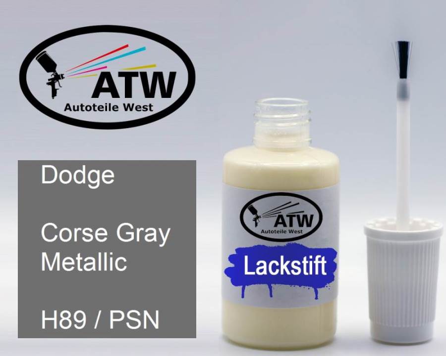 Dodge, Corse Gray Metallic, H89 / PSN: 20ml Lackstift, von ATW Autoteile West.